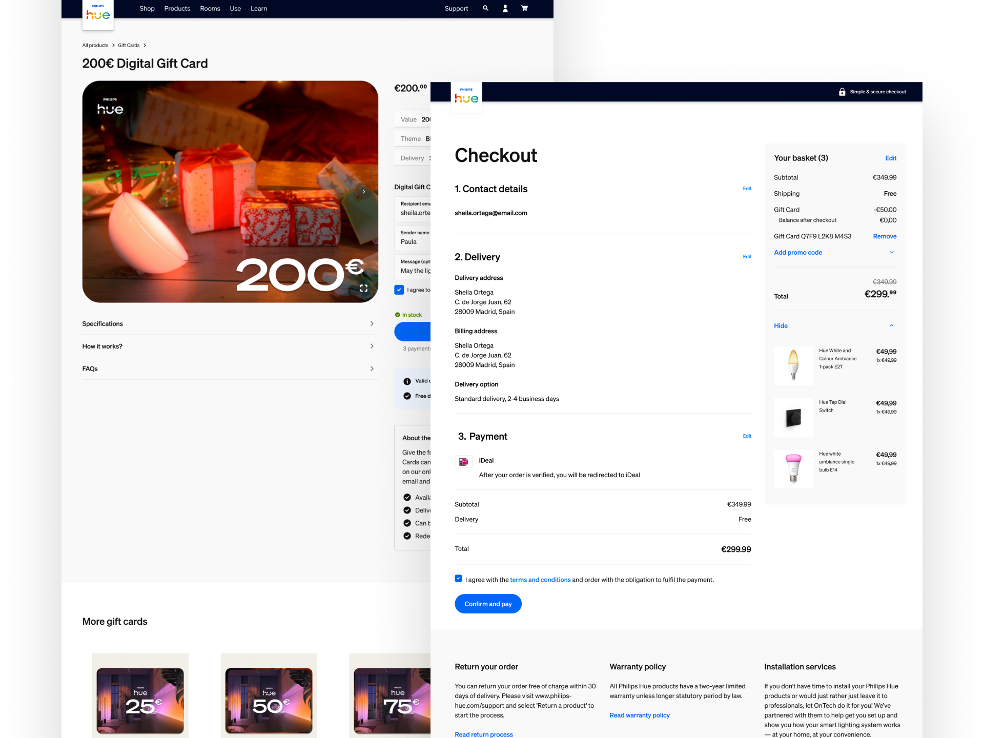 PDP and Checkout screens